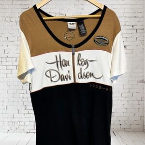 Harley-Davidson Brown, White, and Black Women's Top